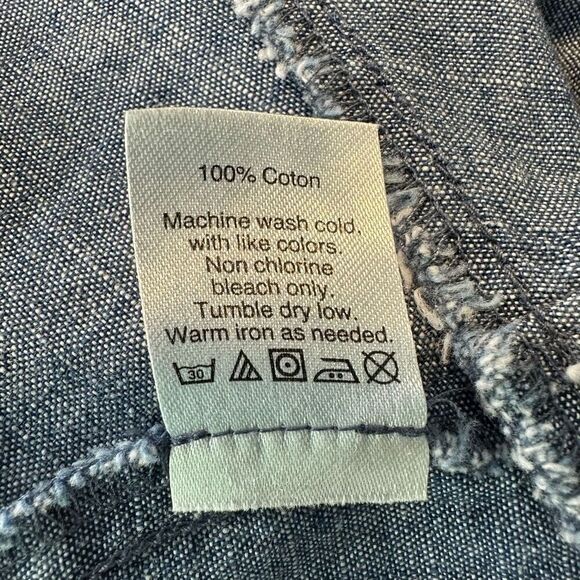 J.Crew Factory Blue Denim Chambray Faux Wrap Mini Dress Women 12 Minimalist Chic - Picture 12 of 12